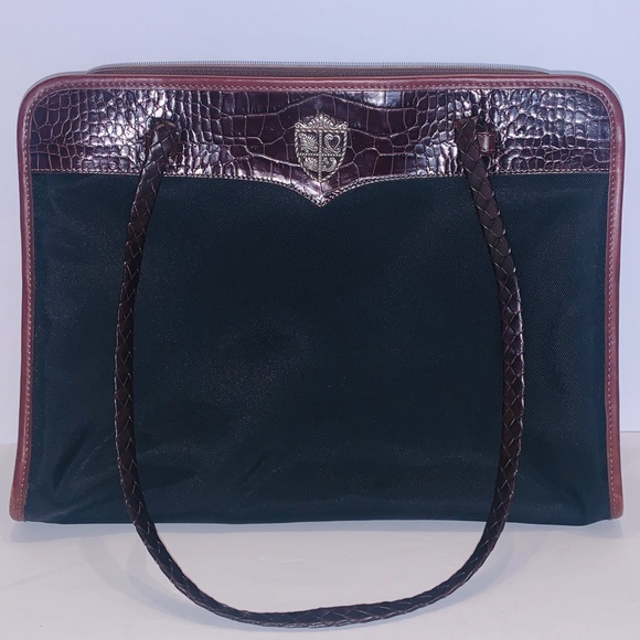 Brighton Handbags - Brighton Leather and Canvas Tote Bag